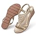 TEMOFON Sandals for Women Wedge Dressy: Summer Open Toe Dress Sandal Comfortable Casual Low Platform Beach Shoes Champagne Gold Size 7