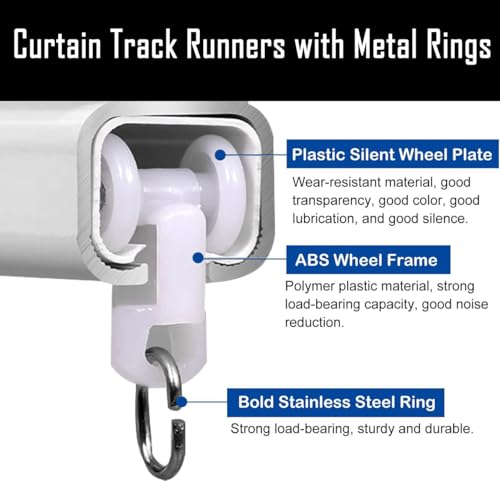 Image of MetDeals Aluminium Deluxe Silent Channel Curtain Track with Smooth Runners & Ceiling Fit Bracket,Hook,End Caps, Screw & Wall Plug | Curtain Rail System for Home & Office(Black Color,3.5 Feet)