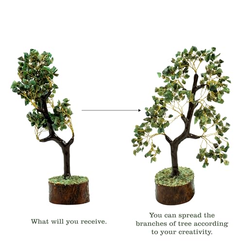 Image of Green Aventurine Crystal Tree (300 Beads) | 9-10 Inch Good Luck Showpiece for Home Decor | Gemstone Bonsai Money Tree for Wealth, Good Luck & Positive Energy |Gift Item