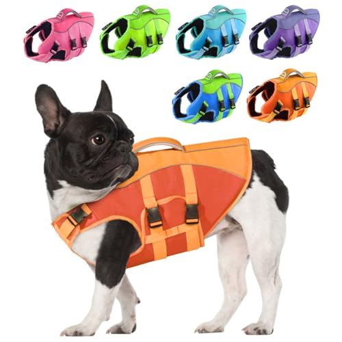 PETDSH Dog Life Jacket Small, High Flotation Dog Life Vest for Swimming Boating, Reflective Puppy Lifejacket with Superior Buoyancy and Rescue Handle, Adjustable Safety Dogs Floating Vests