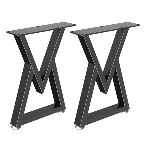 GUOHNHE Patas para Escritorio, 2 Piezas Pies de Muebles para Bricolaje, Estilo Industrial con Protectores de Suelo, Capacidad de Carga 500 kg, V-Tipo, Negro, 41.5 x 30 x 7 cm, SGV001B