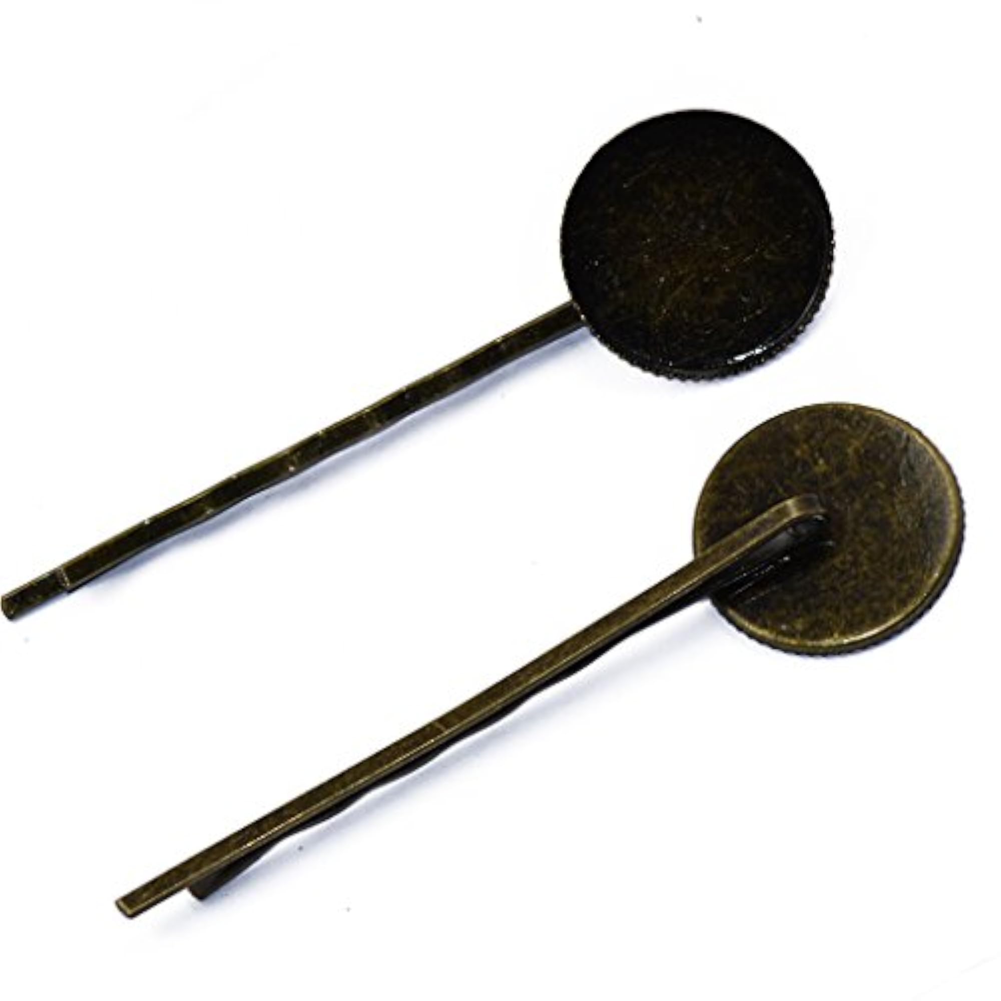 Antique Bronze Pin Hair Slide Clips with Bezel Setting