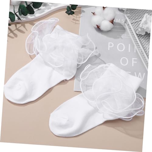 Toddler Girls Lace Ruffle Socks 6-8 Years Cute Frilly Cotton Socks Lace Trim for Everyday Wear and Special Occasions4