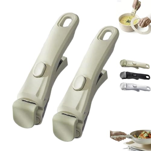Générique Lot de 2 poignées universelles amovibles pour casseroles et poêles à frire, résistantes à la chaleur jusqu'à 250 °C, poignée ergonomique à clipser, supporte jusqu'à 10 kg (gris)