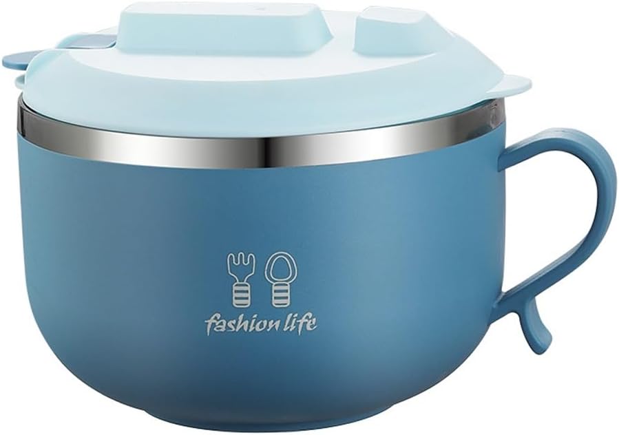 Stainless Steel Noodle Bowl with LidDrainable Soup BowlNoodle Insulated Rice(E)