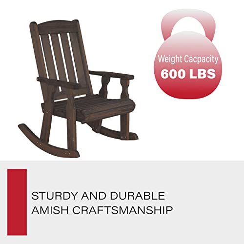 Image of Amish Heavy Duty 600 Lb Mission Pressure Treated Rocking Chair (Dark Walnut Stain)