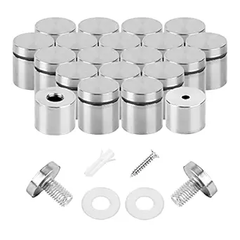 Standoff Screws for Acrylic 1 x 1 inch Stainless Steel Wall Sign Silver Standoff Mounting Hardware 20 Pack