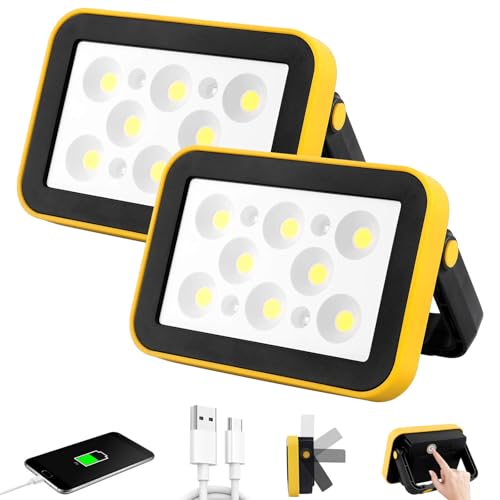AUMIO 2-Pack Rechargeable LED Work Lights with Stand