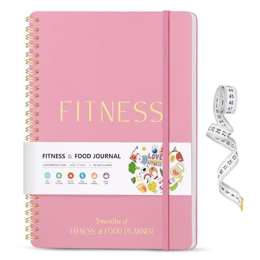 Fitness & Food Journal for Women, Undated 150-day Workout & Wellness Planner with Measuring Tape, Pink Weight Loss Journal for Setting Goals Tracking Exercise Training Diet Progress (9.5’’*7’’)