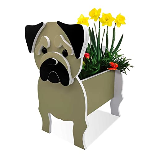 WXCOHB Regalos para los amantes de los perros, maceta de PVC con diseño de perro pastor alemán, bonita maceta para decoración de jardín, soporte para plantas en interiores y exteriores, bulldog