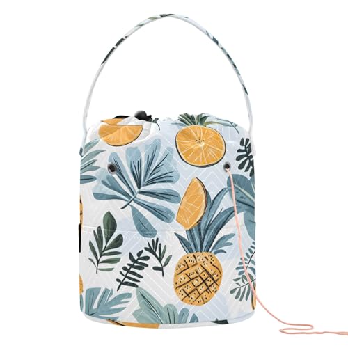 Yarn Storage Bag Small Crochet Bag Knitting Bag Organizer Pineapple Leaves Yarn Bags for Crocheting Basket