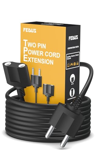 Image of FEDUS Long 1.5m 22AWG Male to Female 2 Pin Power Extension Cord Wire, 6amp Indoor Outdoor Power Cord Extension Electrical Extender Power Cable for appliances, Electronics, and Power Tools.