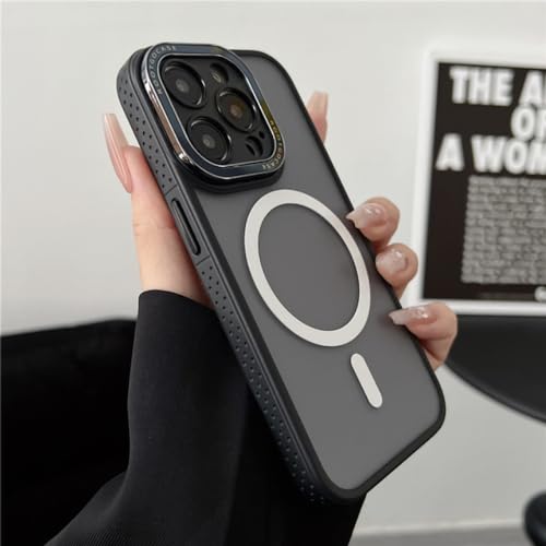 Étui magnétique pour iPhone 14 noir translucide coque rigide PC