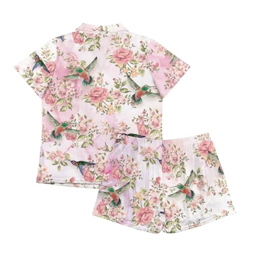 Image of Women's Short Sleeve Sleepwear Pajamas Nightwear with Pockets | skin-friendly breathable material resists pilling fading and deformation after repeated washing