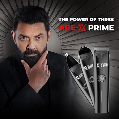 Beardo Ape-X Prime 3-in-1 Multipurpose Trimmer for Men | Grooming Kit : Beard Trimmer, Precision Trimmer, Ear & Nose Trimmer | Stainless Steel self-sharpening blades | Type C charging preview 2