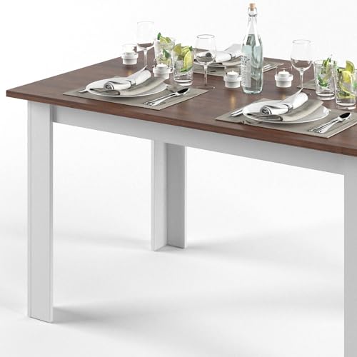 Vicco Dining table Karlos, Walnut, 140 x 90 cm, for use as a permanent dining table in the living or dining area - Image 6