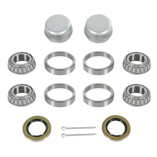 2 Sets Trailer Wheel Hub Bearings Kit L44643/L44610 Bearings (1.000 ID OD 1.980 Width 0.580) 12192TB Grease Seals (1.980 OD) Dust Cover and Cotter Pin for 1 Trailer Axles