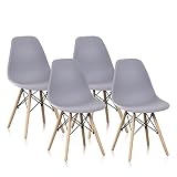 Amy&Lucky Modern Dining Chair Mid Century Plastic Chair, Side Chair with Wood Legs, Lounge Chair for