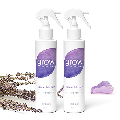 Grow Fragrance Scented Fabric and Room Air Freshener Spray – Certified Non-Toxic, 100% Plant-Based Essential Oils – 5 oz (Lavender Blossom 2-Pack)