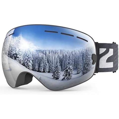ZIONOR X Ski Snowboard Snow Goggles OTG Design for Men & Women with Spherical Detachable Lens UV Protection Anti-Fog Cover
