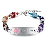 Diabetic Bracelets for Women Type 2, Medical Alert Bracelets for Women, Pre-engraved Medical ID...