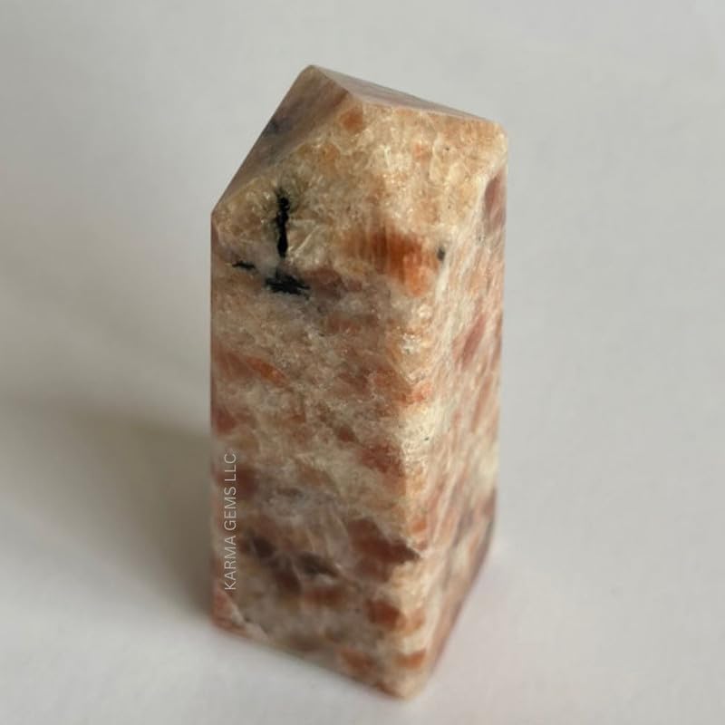 Miniatura 5 de Karma Gems Torres de cristal Sunstone, obelisco de punto de cristal curativo natural para curación de reiki y rejilla de cristal (4 esquinas) (3 a 4