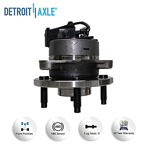 Detroit Axle - 4 Lug Front Wheel Bearing Hub Assemblies W/Abs Replacement For Chevy Cobalt Pontiac Pursuit G5 Saturn Ion - 2Pc Set #TOP4