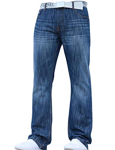 Smith and Jones Jeanbase - Pantalones vaqueros para hombre Azul Stonewash 32W/32L