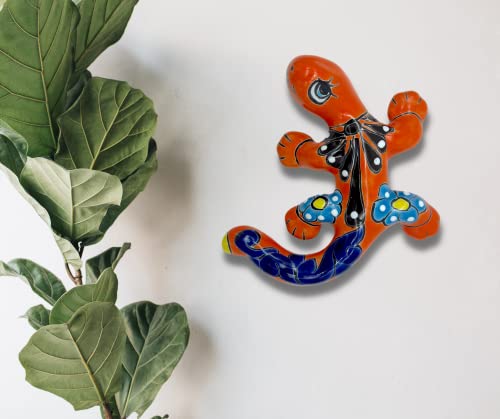 Colorful Ceramic Lizard Talavera Pottery Mexican Garden Decor Home Decor Gecko - Hand Painted In Mexico - Creatures Salamander Dragonfly Animals Reptiles Mexican Wall Décor Art Lizard Iguana - Lagartija Multicolor #TOP7