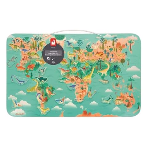 Janod Magnetic Dinosaur World Map with Magnets Cover