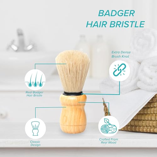 Shaving Brush Badger Friendly Hair Brush with Elegant Design Wooden Grip Professional Hair Salon Tool for Men’s Wet Shaving - Image 3