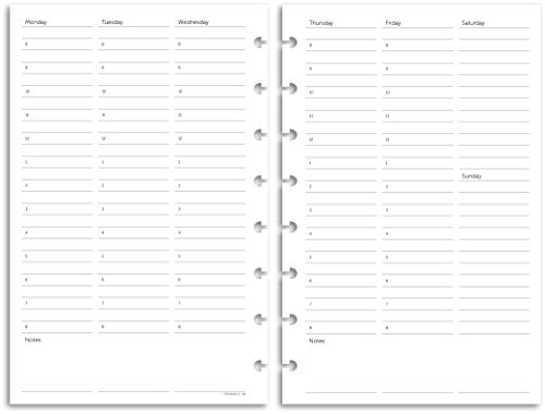 Eleven Discs Discbound Paper, Junior Size Undated Weekly Agenda Sheets - Premium 120Gsm Heavyweight Notebook & Planner Refills - 8 Discs, 5.5 X 8.5 In - Punched For Circa, Arc, Tul (52 Sheets) #TOP3