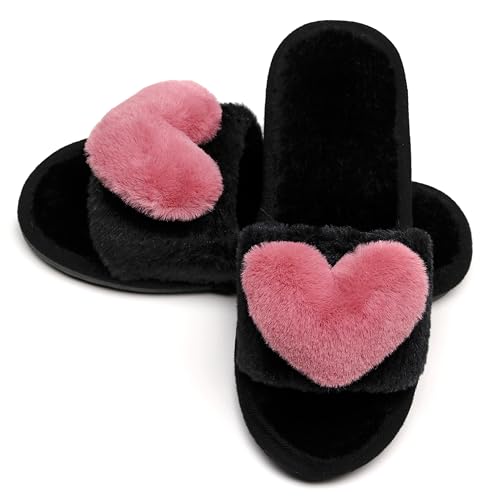 Crazy Lady Women's Love Slippers, Fuzzy Memory Foam Lightweight