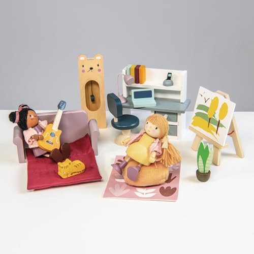Muñeca Ayana y su gato de madera 12 cm miniatura 6
