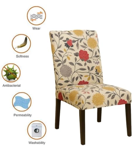 Image of Homerz Premium 6 Seater Dining Table Cloth with 6 Dining Chair Covers,Elastic Fitted Chair Slipcovers, Printed Polycotton Fabric, Table Cloth Size 60x90 inch (BW3D)