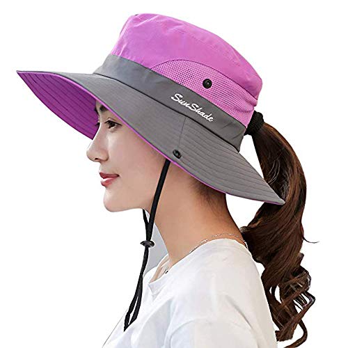 Ponytail women's summer sun bucket hats uv protection safari hiki…