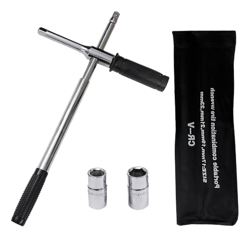 Image of 4 Way Lug Wrench 23 inch Telescopic Wrench Lug Nut Wrench for Car Tire Iron Telescoping Wheel Lug Wrench Crv Lug Nut Remover Socket Wrenches 17mm 19mm 21mm 23mm Cross Wrench Extended