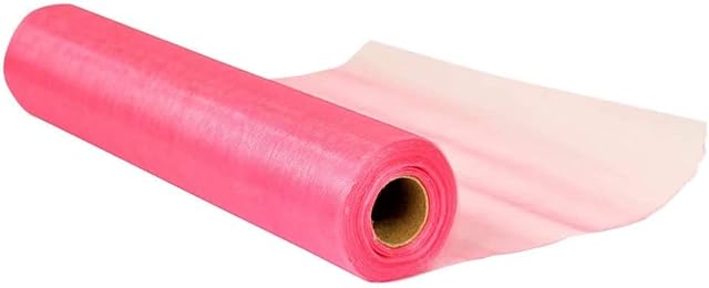 29cm x 25m Organza Roll Snow Sheer Fabric - Glitter Roll for Christmas Chair Bows, Table Runners, Dress Accents, Crafting Supplies for Ribbons, Party Favours, Pink