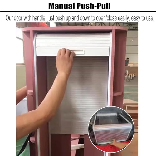 Porte placard rétractable enroulables avec poignée pour meuble bibliothèque - 4