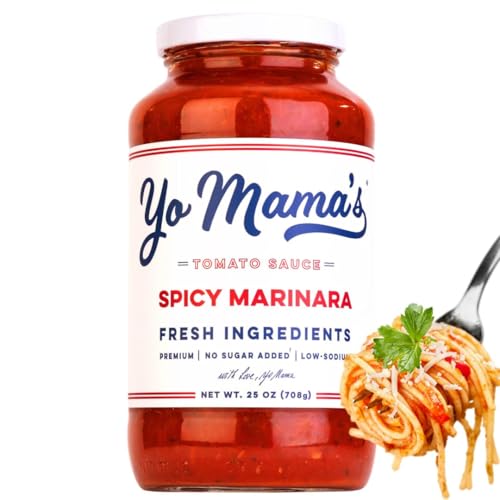 Yo Mama's Foods Keto SPICY Marinara Pasta Sauce - Pack of (1) - No Sugar Added, Low Carb, Low...