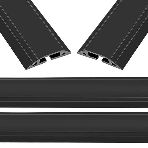 Image of Eapele 10 ft Floor Cord Cover Heavy Duty Cable Protector, Easy to Unroll, Prevent Trip Hazard for Home Office or Outdoor Settings (Black - 2pcs)