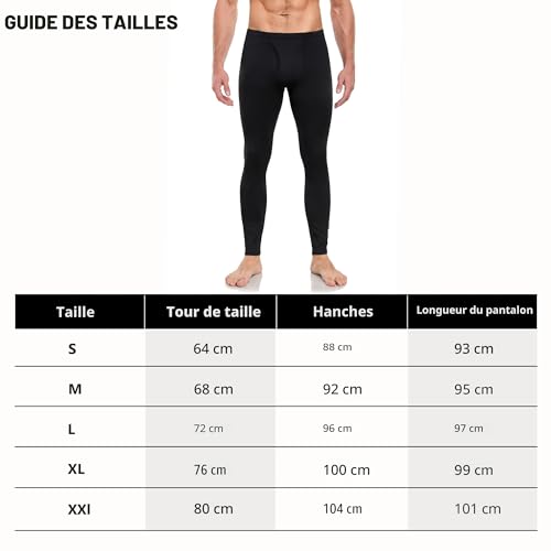 Collant Thermique Homme Hiver Pantalon Polaire Chaud Legging Long pour Ski – vue 6