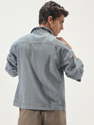 Image of Urbano Fashion Men's Relaxed Fit Full Sleeve Utility Denim Jacket