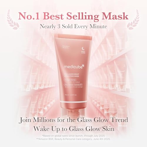 Image of Medicube Collagen Overnight Wrapping Peel-Off Facial Mask, Elasticity & Hydration Night Care, Hydrolyzed Collagen Mask for Firming, Anti-Aging & Glowing Skin, Korean Skincare (2.53 fl. oz / 75ml)