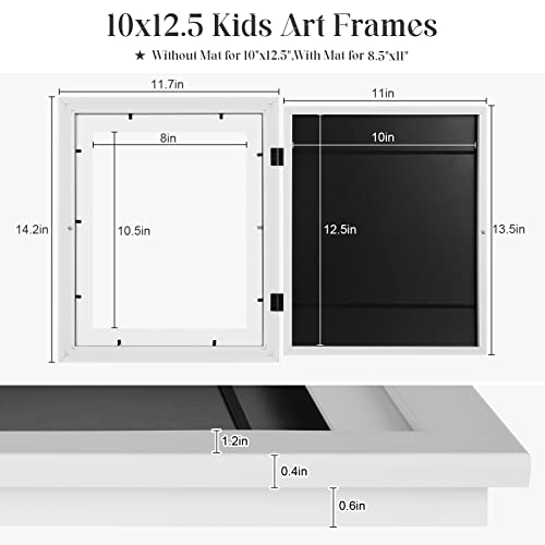 Image of [2-Pack] Kids Art Frames, 10x12.5 Front Opening Kids Artwork Frames Changeable, White Artwork Display Storage Frame for Wall, Holds 50 Pcs, for 3D Picture, Crafts, Children Drawing, Hanging Art,
