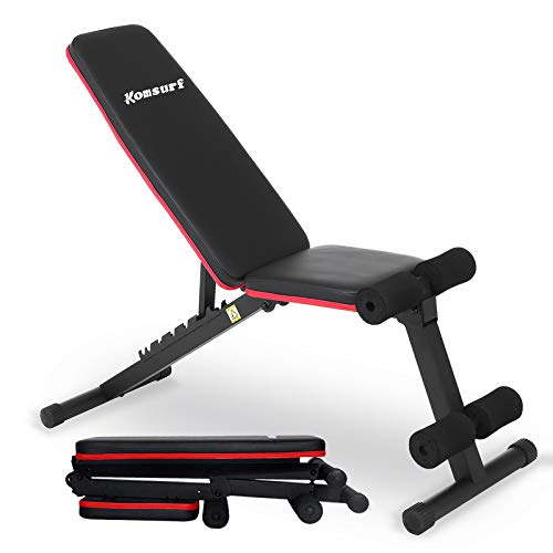Komsurf Adjustable Weight Bench Press, Foldable Workout Bench for Home Gym, Full Body Workout Strength Training, Exercise Equipment Body Gym System