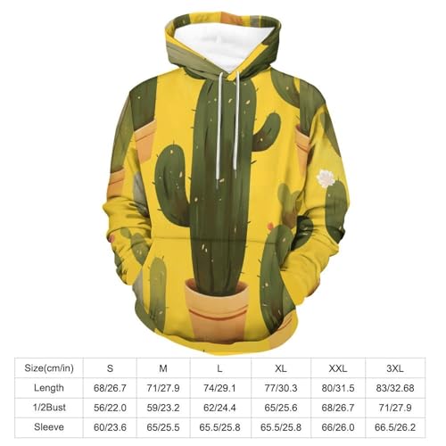 Sweat à capuche cactus vert imprimé dessin animé style pullover unisexe taille S - 4