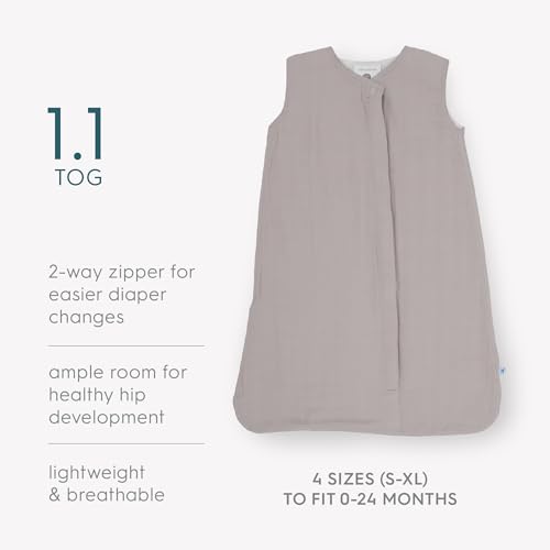 Image of Little Unicorn 12-18 Month Premium Muslin Sleep Sack 1.1 TOG | Soft & Breathable Muslin Cotton for safer sleep | 2 way zipper (Porpoise)
