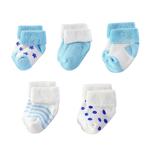 Image of MAMIMAKA Unisex Baby Terry Socks 5-Pack for Baby boy and girl 0-12 Months Warm Cotton Socks