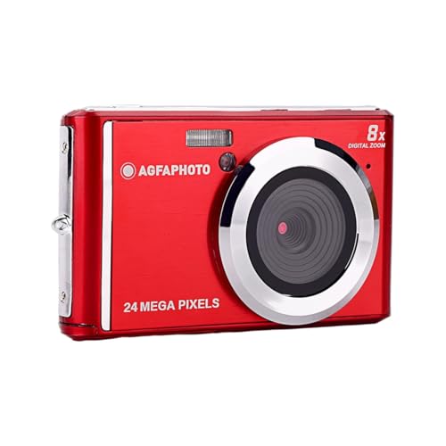 AGFA Photo Realishot DC5500 - Appareil Photo Numérique Compact, 24 MP, Ecran LCD 2,4", Zoom Digital 8X, Vidéo HD 720p, Mémoire Externe SD, Batterie Lithium - Rouge